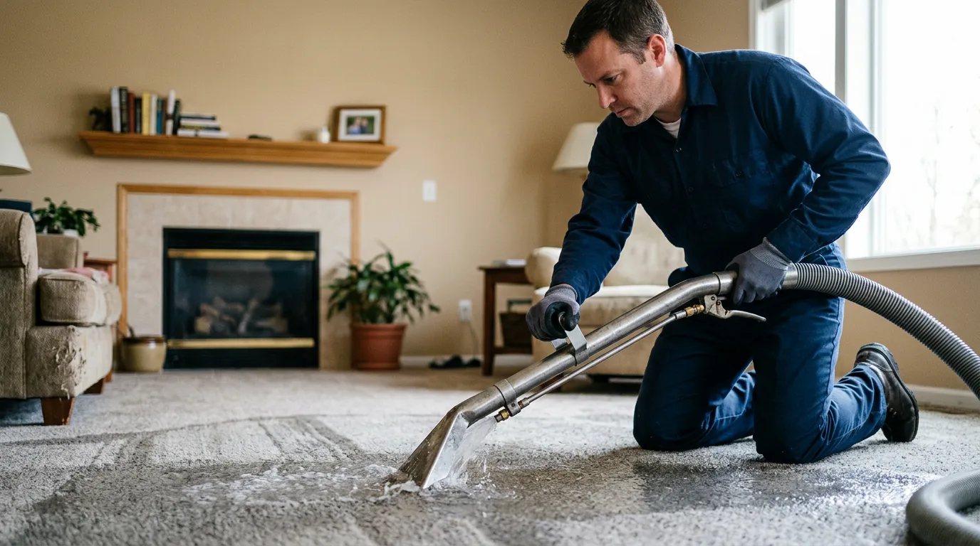 Water damage restoration technician working near Portola, CA